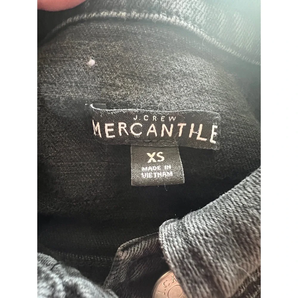 J.Crew Mercantile Womens XS Black Denim Trucker Jacket Washed Gray Cotton Blend - Picture 3 of 3